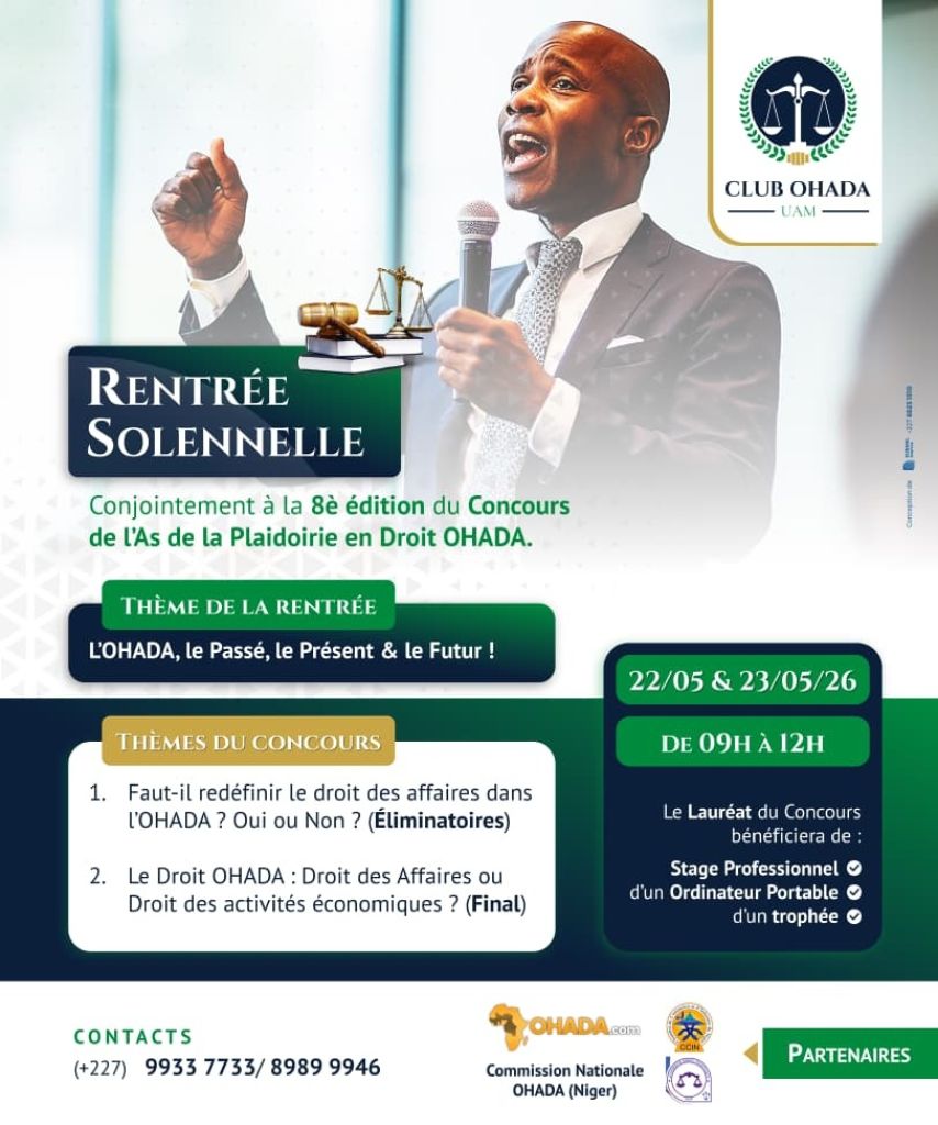 Niamey accueille la rentrée du Club OHADA UAM et le concours de plaidoirie 2026