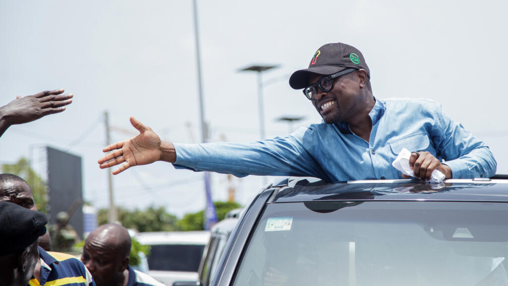 Romuald Wadagni, lors d'un meeting électoral à Cotonou, au Bénin, en avril 2026.