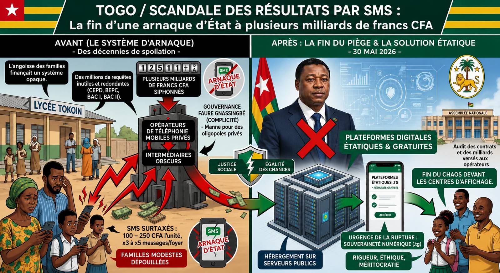 Togo : l’arrêt des résultats par sms met fin à un détournement financier massif