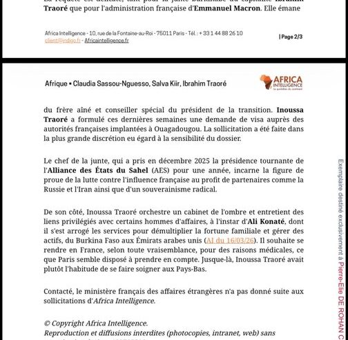Burkina Faso : la demande de visa d&rsquo;Inoussa Traoré pour la France contredit le discours anti-Paris