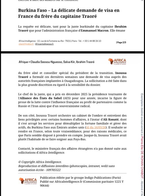 Burkina Faso : la demande de visa d&rsquo;Inoussa Traoré pour la France contredit le discours anti-Paris