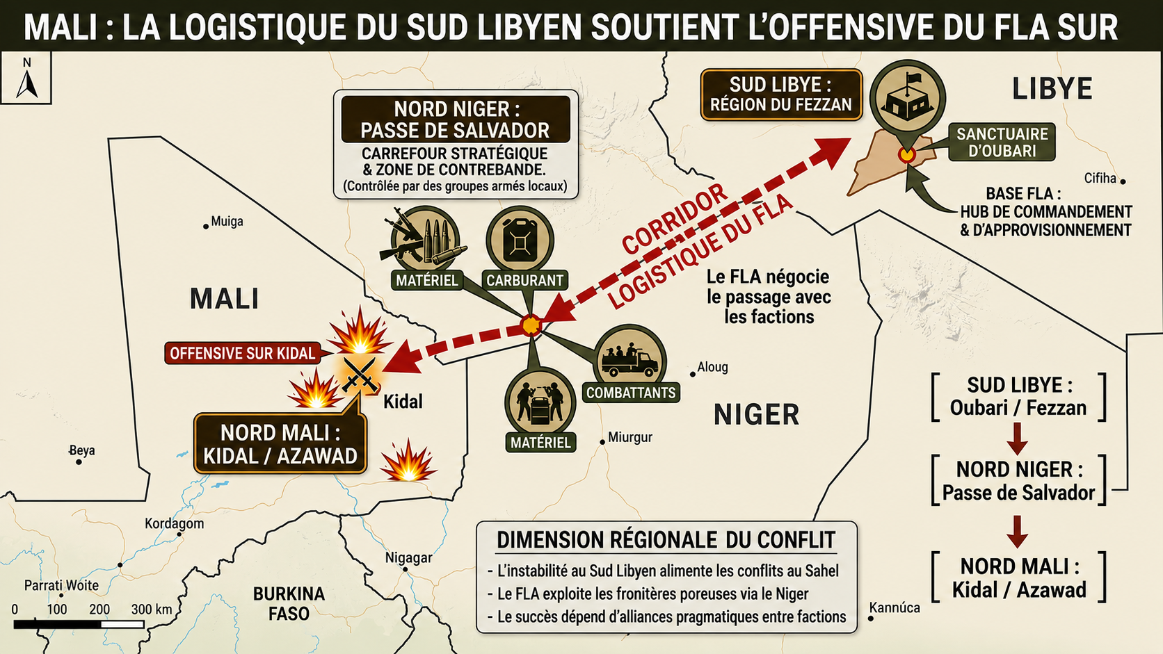Le corridor libyen-nigérien, clé de l&rsquo;offensive touarègue sur Kidal
