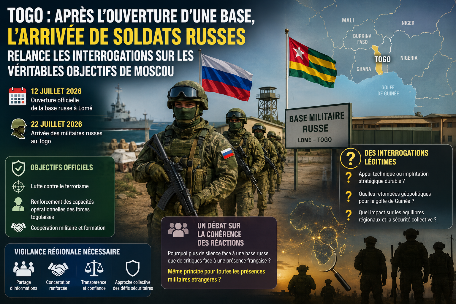 Togo : l&rsquo;arrivée de soldats russes interroge les équilibres géopolitiques en afrique de l&rsquo;ouest