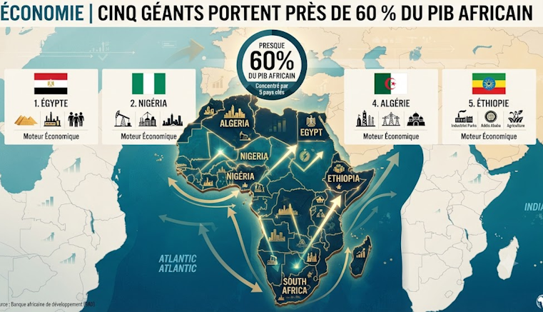 Cinq pays africains dominent plus de la moitié du pib du continent