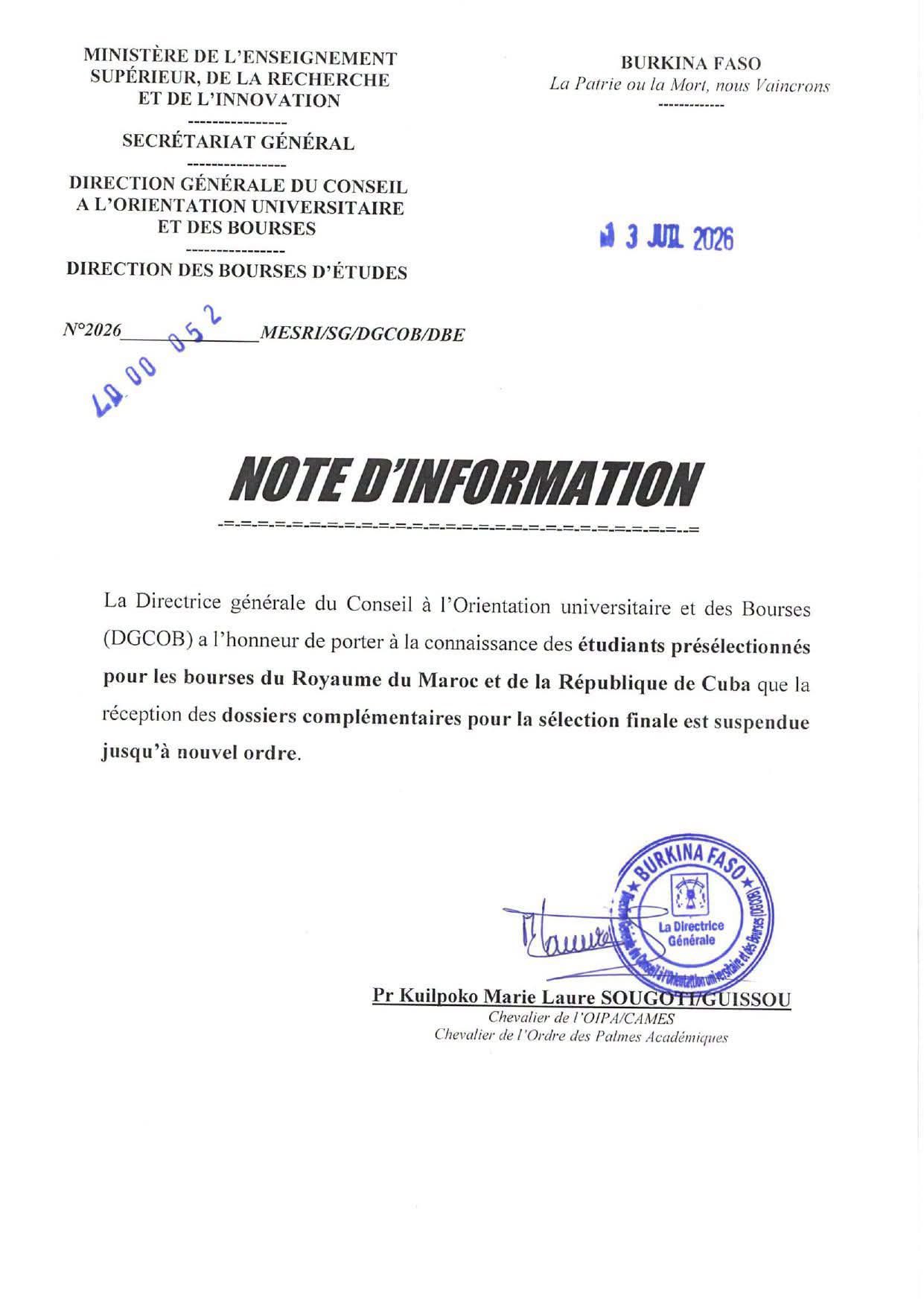 Burkina Faso : le régime de traoré étouffe la jeunesse en coupant les bourses pour le Maroc