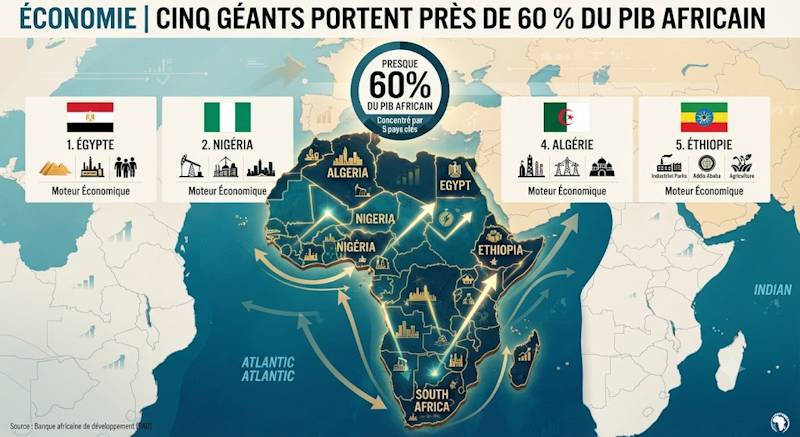 Cinq pays africains concentrent 60 % du pib du continent