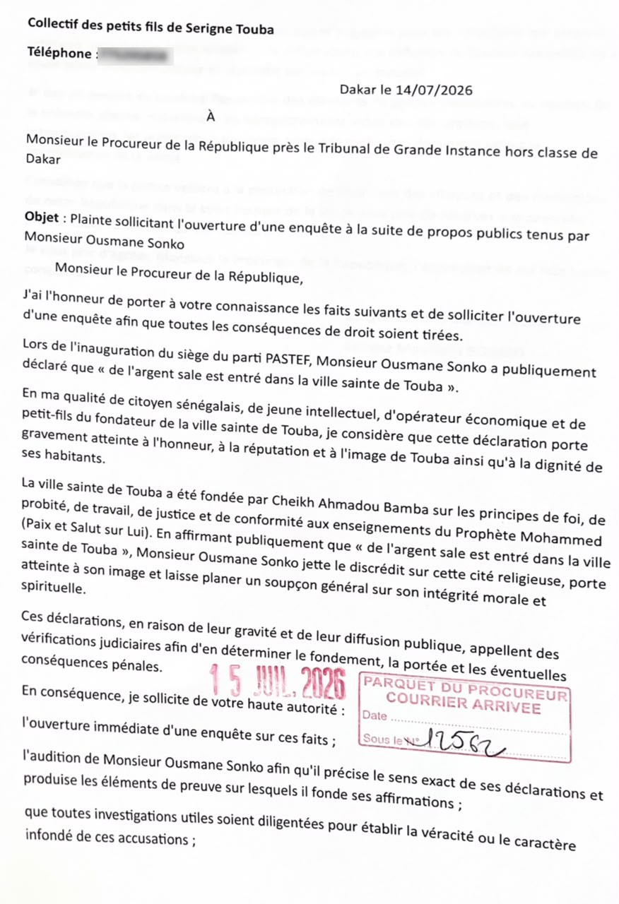 Ousmane Sonko et la plainte des descendants de Serigne Touba