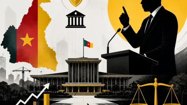 Illustration éditoriale sur la situation politique au Cameroun concernant Paul Biya