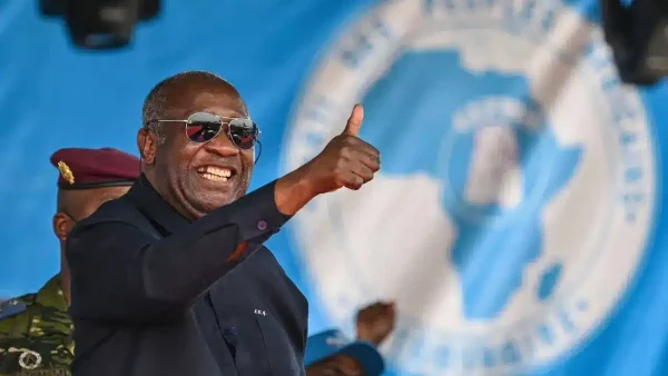 Laurent Gbagbo, reconduit à la présidence du PPA-CI, lors de l'annonce de la nouvelle direction collégiale